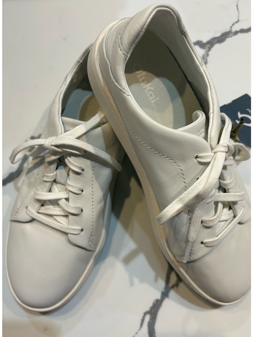 Olukai Pehuea Ll’lLl-W White Leather Sneakers, 8